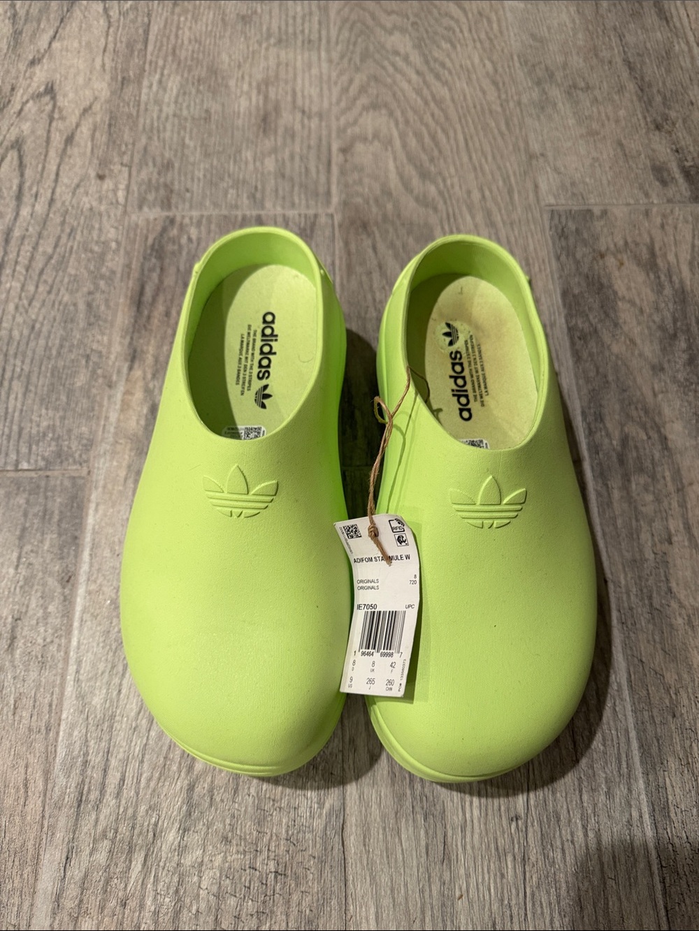 adidas women Neon Lime Slip-On Clog Shoes